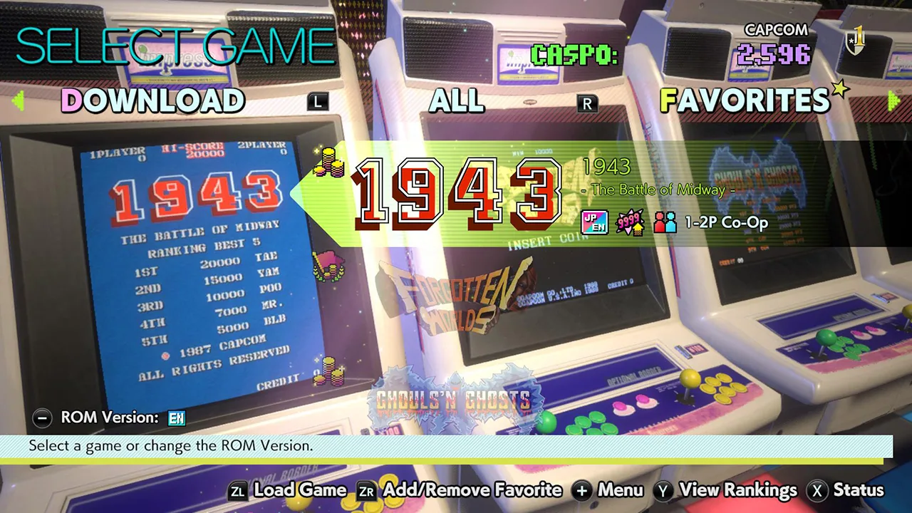 Imagen oficial de Capcom Arcade Stadium
